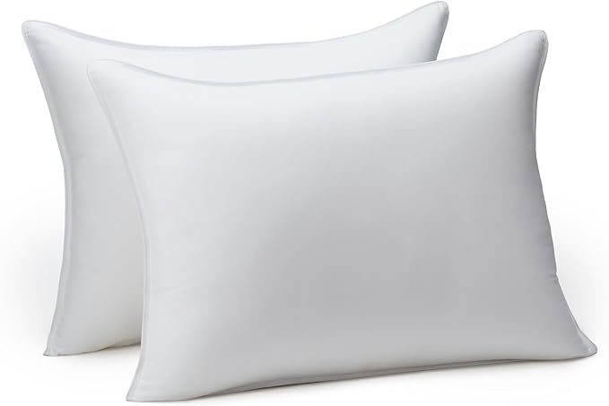 Down Alternative Pillows for Stomach and Back Sleepers, Soft Density, Standard, Pack of 2, White, 26 in L x 20 in W