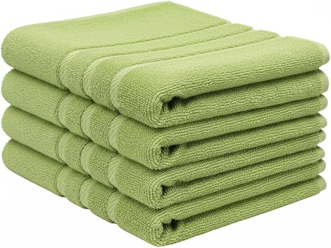 Green Bath Towels 27x54 – Pack of 4 | Soft, & Quick-Dry | Highly Absorbent 100% Ring Spun Cotton Towels for Bathroom, Spa, Home & Hotel Use