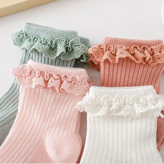 Baby Girls Toddler Anti Slip Socks - Cute Frilly Ruffle Grip Ankle Socks for Infant Toddler