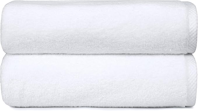 2 piece Lightweight quick-dry bath towel, 100% cotton, White, 54" x 30"