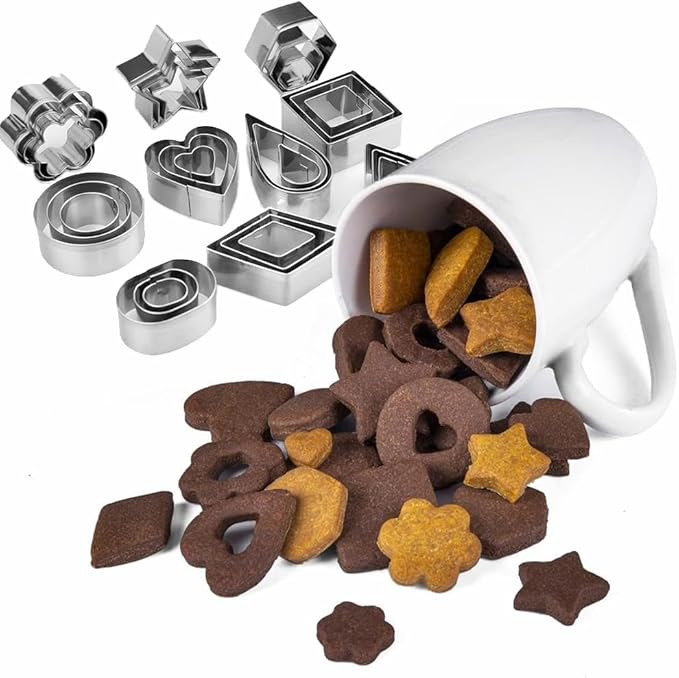 30Pcs Mini Cookie Cutter Set with Box, Small Stainless Steel Fruit Veggie Tiny Polymer Clay Cutters for Kids, Geometric Set for Biscuit Mold
