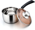 1 Quart Saucepan with Lid, Stainless Steel Small Sauce Pot with Glass Lid for Cooking, Easy Clean & Rust Free, Dishwasher Safe