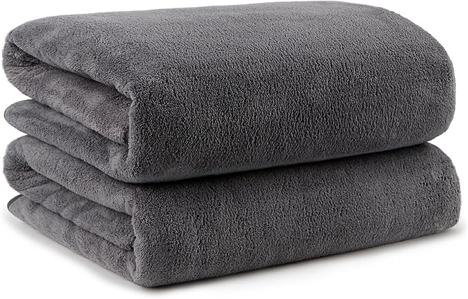 Bath Towels Pack of 2(27'' x 54'') - Soft Feel, Highly Absorbent, Quick Drying Microfiber for Body, Sport, Yoga, SPA, Fitness - Grey