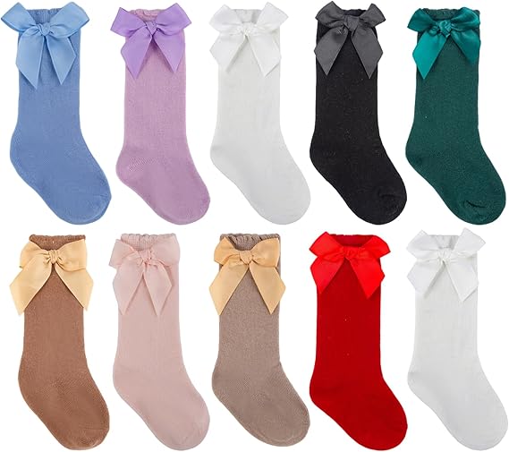Baby Knee High Socks Bow Toddler Girl Dress Socks Premium Cotton Infant Gift Sock for Newborn Cute Festive Sock
