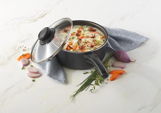 Nonstick Sauce Pan w/Lid, 2 Quart, Black