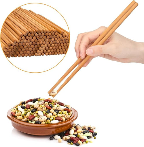 100 Pairs Bamboo Chopsticks Reusable, 9.5" Natural Unpainted Non-Slip Aisan Bamboo Chop Sticks, Lightweight Bulk Wooden Chopsticks for Home Resturant Party, Sushi, Noodles