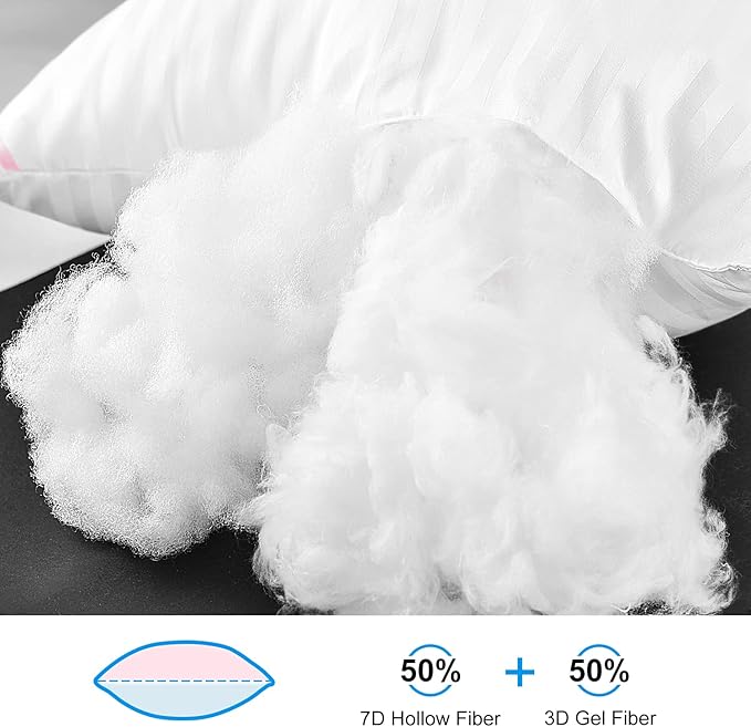 Hotel Collection Bed Pillows for Sleeping 2 Pack Queen Size，Pillows for Side and Back Sleepers,Super Soft Down Alternative Microfiber Filled Pillows,20 x 30 Inches