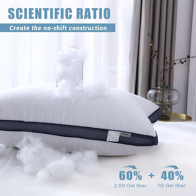 Pillows for Sleeping (2-Pack), Luxury Hotel Pillows Queen Size Set of 2,Bed Pillows for Side and Back Sleeper (Queen)