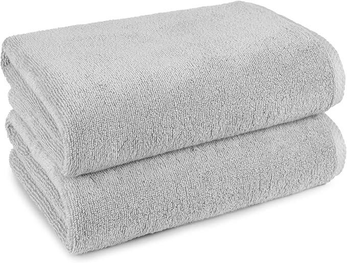 2 piece Lightweight quick-dry bath towel, 100% cotton, Platinum, 54" x 30"