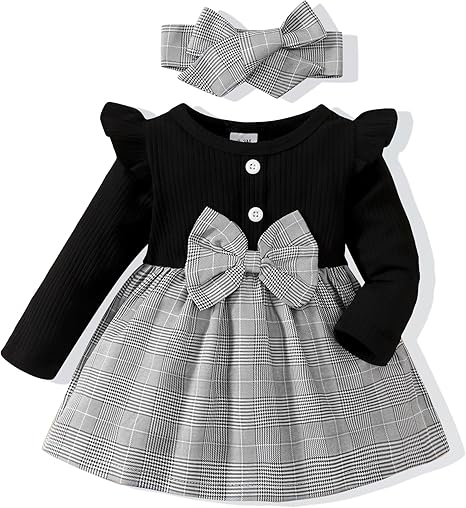 Baby Girl Dress Infant Clothes Newborn Fall Winter Outfits Plaid Dresses Cute Birthday Gifts Holiday Princess Dress for Girls
