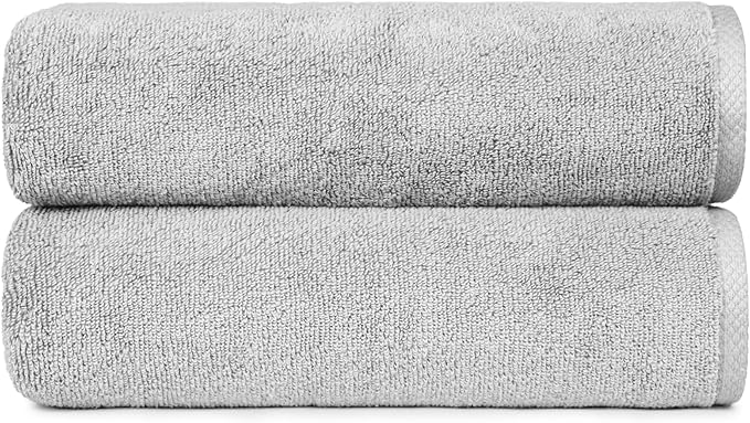 2 piece Lightweight quick-dry bath towel, 100% cotton, Platinum, 54" x 30"