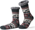 Men's Fuzzy Slipper Socks - Non-Slip Grips, Thermal Winter Socks, Plush Sherpa Lined, Gifts & Stocking Stuffers
