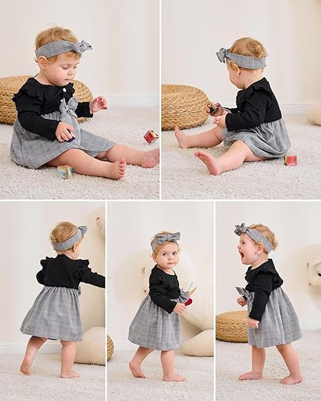 Baby Girl Dress Infant Clothes Newborn Fall Winter Outfits Plaid Dresses Cute Birthday Gifts Holiday Princess Dress for Girls